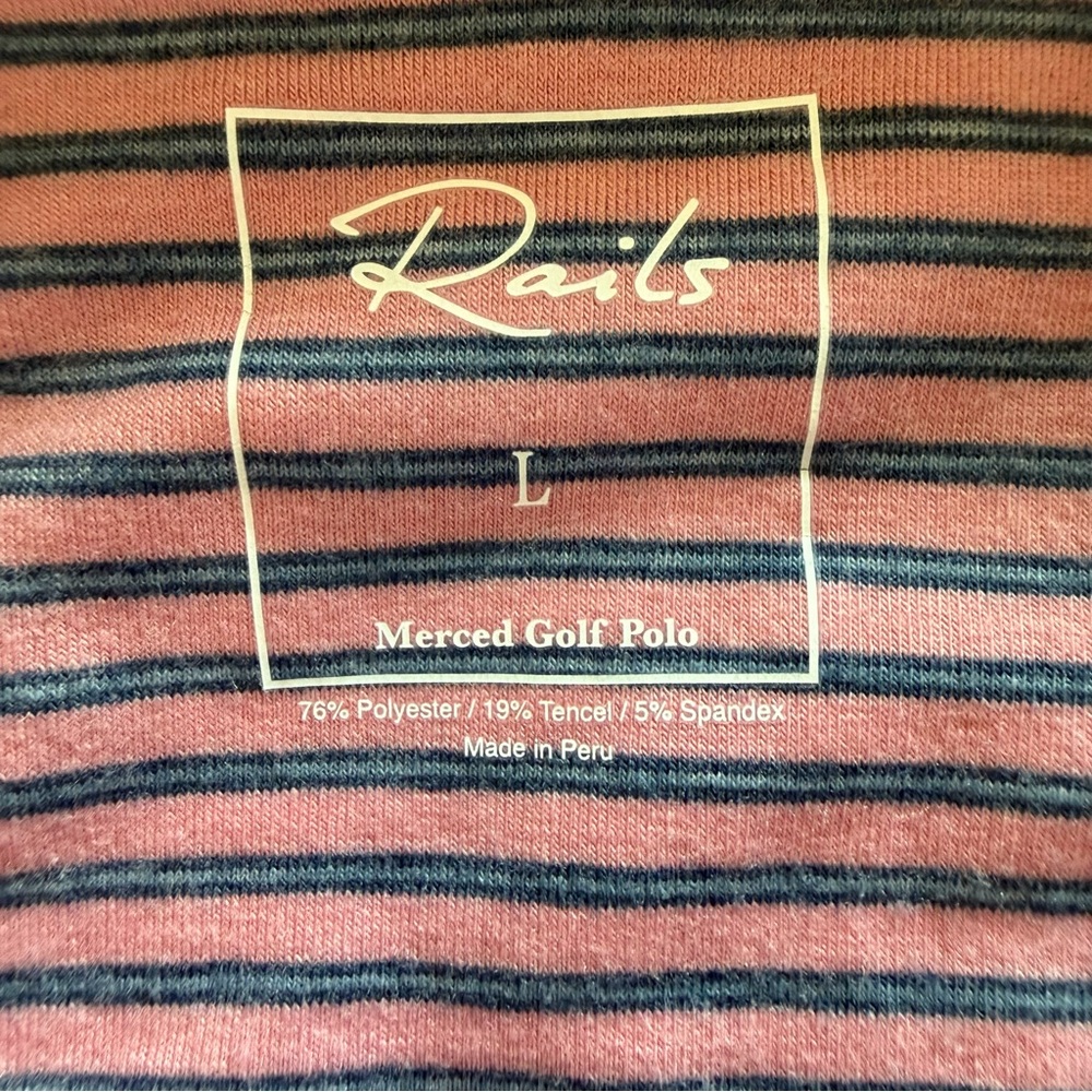 Rails Merced Golf Polo Shirt Mens Size Large Hibiscus Mirage Stripe NWT - Picture 7 of 16
